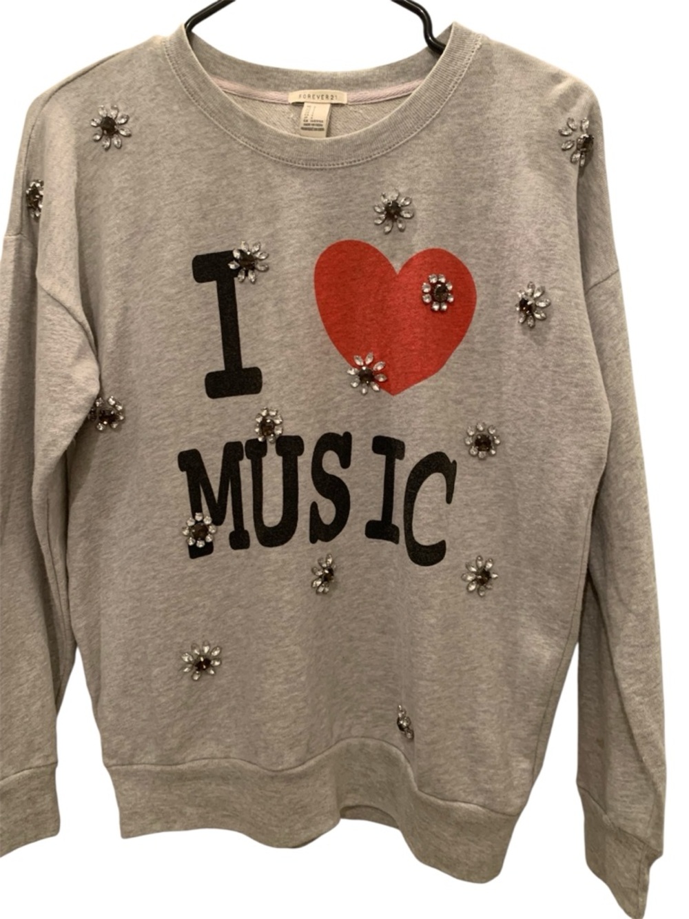 🩷FOREVER 21🩷RHINESTONE EMBELLISHED SWEATSHIRT 🩷GREAT CONDITION!!